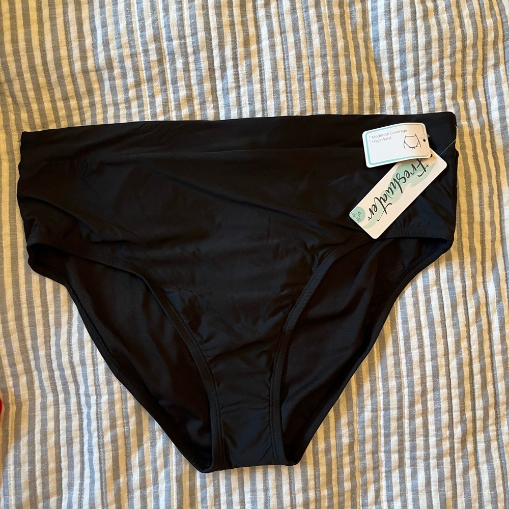 NWT Black Women's Swim Bottoms XL moderate coverage high waist